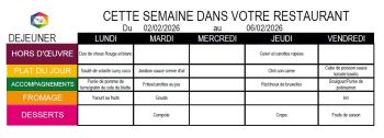 Menu cantine du 2 au 6 février 2026 - Ensemble St Charles