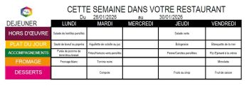 Menu cantine du 26 au 30 janvier 2026 - Ensemble St Charles