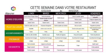 Menu self du 2 au 6 février 2026 - Ensemble St Charles