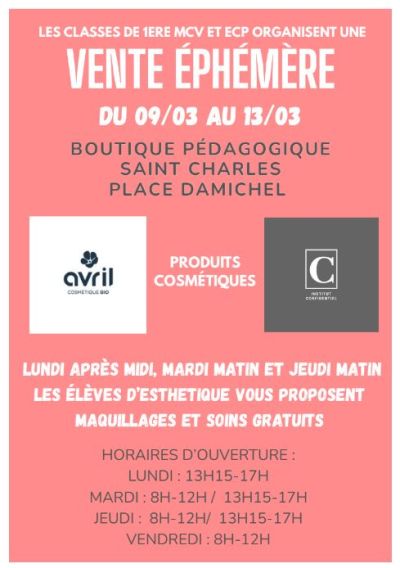 Vente éphémère du lundi 9 au vendredi 13 mars 2026 - Ensemble St Charles